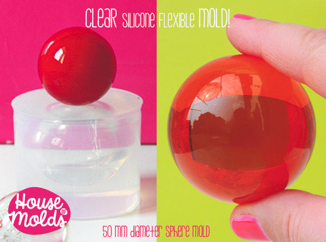 Clear Mold for Sphere 6 cm diameter ,Mold for resin Ball,House Of Molds Super Clear Mold,shiny creations