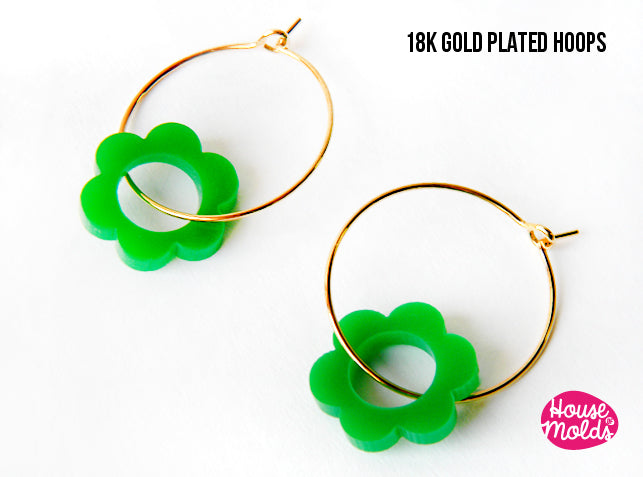 18K Gold Plated Hoops Earrings base  - 25 mm external diameter - luxury quality