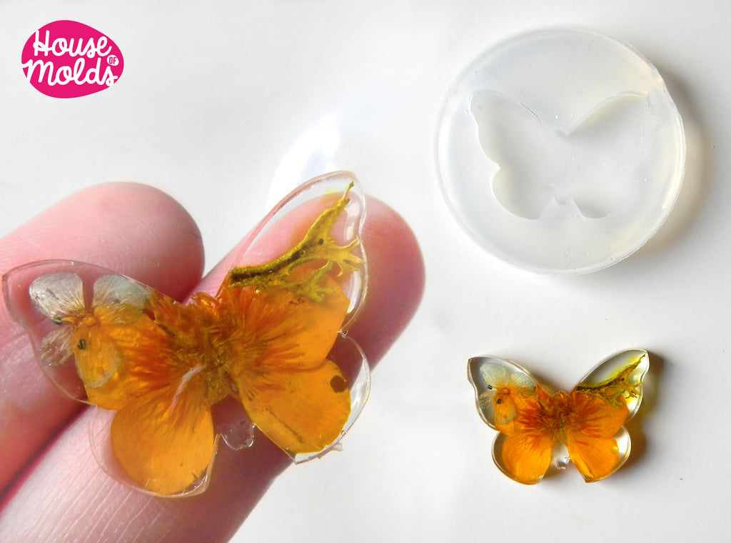 Flat Butterfly Clear Mold 30 mm x 22 mm ,transparent Mold  to make resin  earrings or pendants-very shiny surface easy to use