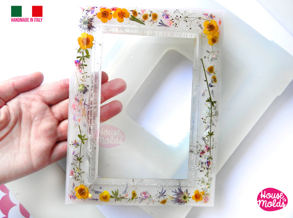 BIG Smooth Photo Frame Clear Mold - make your custom rectangular  photo frame-15 cm x 20 cm - 3,93" x 7,87"-super glossy resin reproductions
