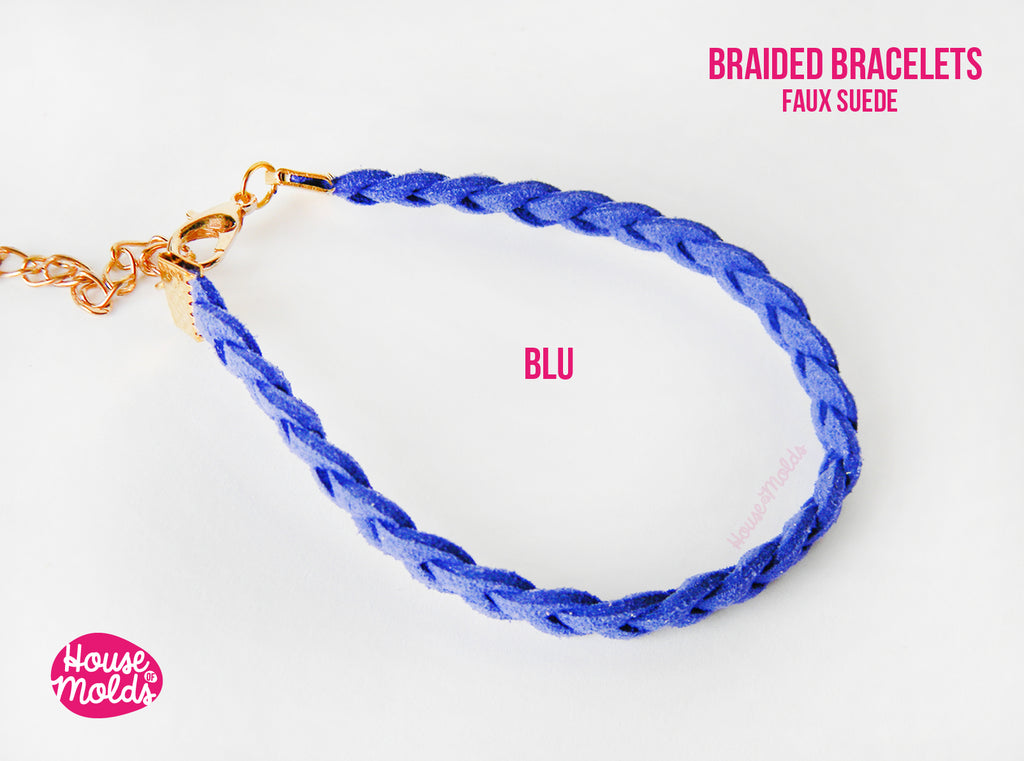 Braided Bracelets faux suede - with golden extender chain