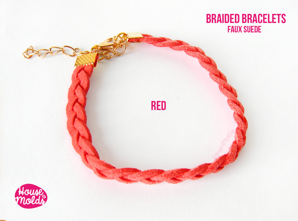 Braided Bracelets faux suede - with golden extender chain
