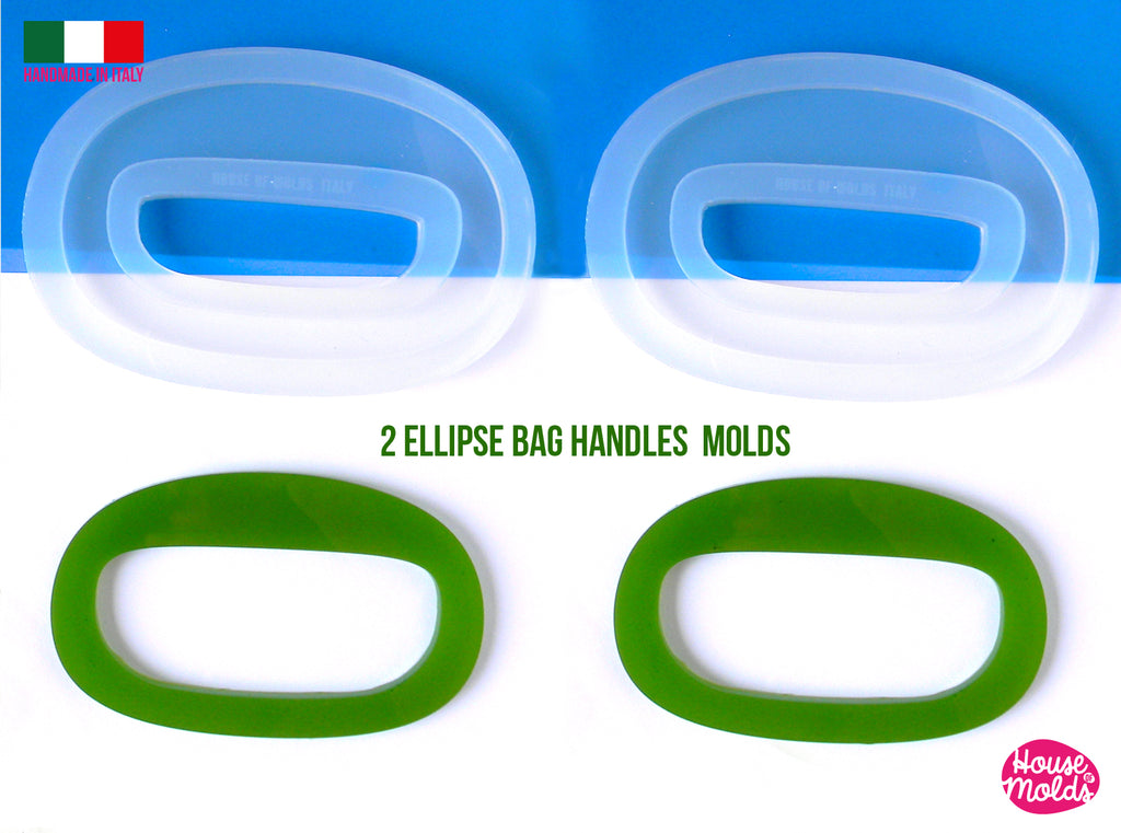 Ellipse Bag Handles Clear Mold , Handles measurements  12,2 cm x 7,5 cm -5 mm thickness - super shiny casting exclusive from  House of molds
