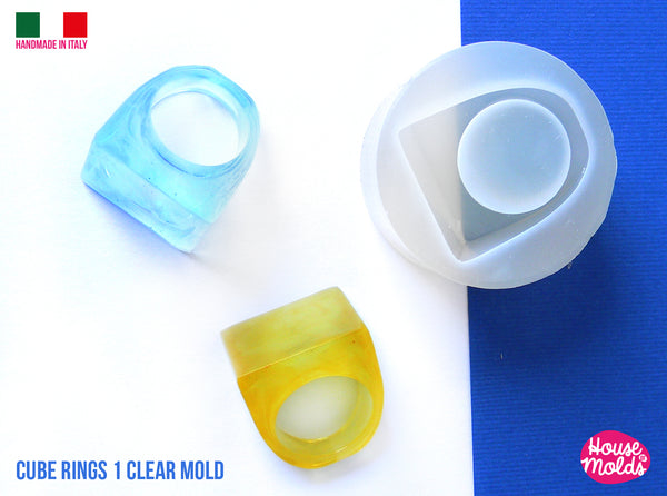 1 Cube Rings Clear silicone Mold- single resin rings mold -super shiny  creations - House Of Molds - Italy