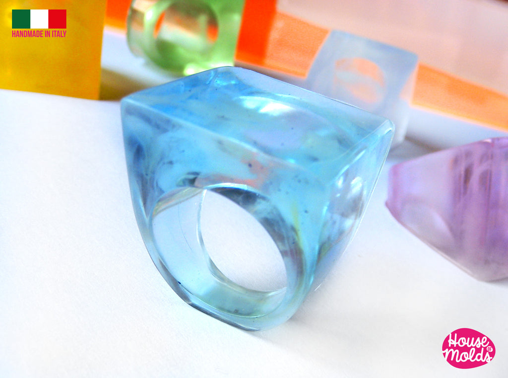 1 Cube Rings Clear silicone  Mold-  single resin rings mold -super shiny creations - House Of Molds - Italy
