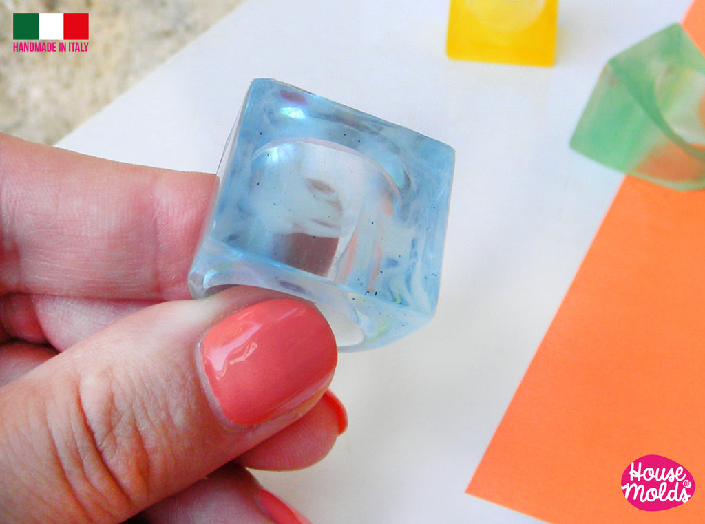 4 sizes  Cube Rings clear Mold-  4 sizes Cube rings resin rings maker-super shiny creations