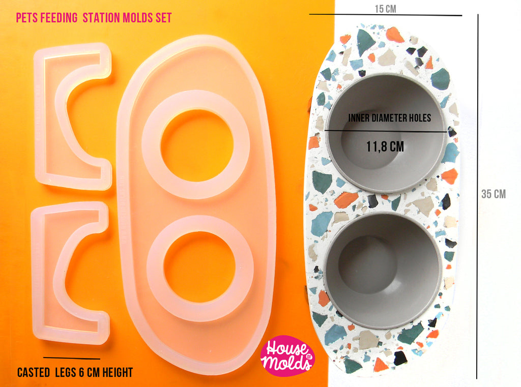🐱 Cats Feeding Station 3 Molds Mold Set - high quality silicone mold glossy and smooth surface castings - special design House of molds