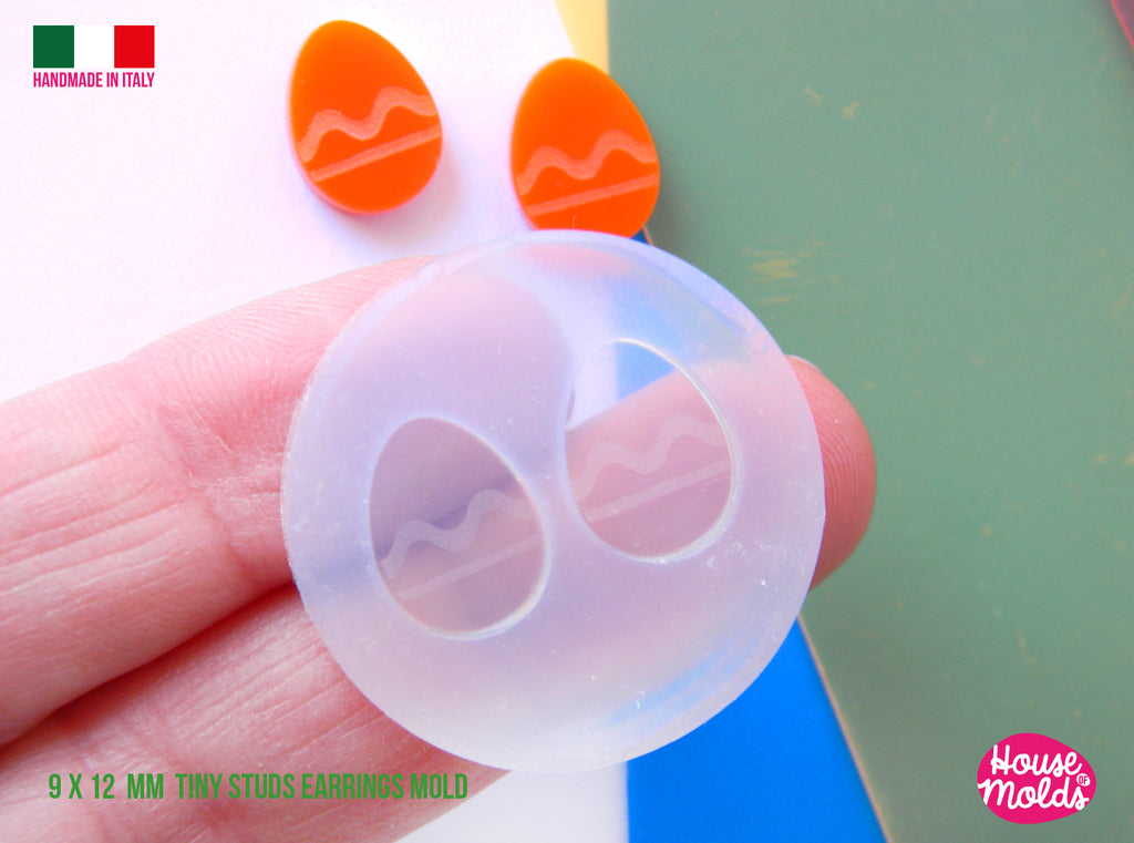 Easter Eggs Tiny studs earrings  Clear Mold  , 9 x 12 mm ,   thickness 3 mm - super shiny - house of molds
