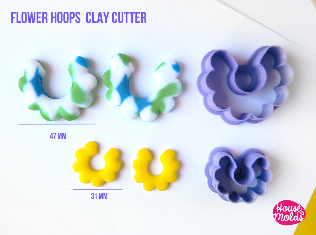 FLOWER HOOPS CLAY CUTTER - BIOBASED PLA - CLEAN CUT EDGES