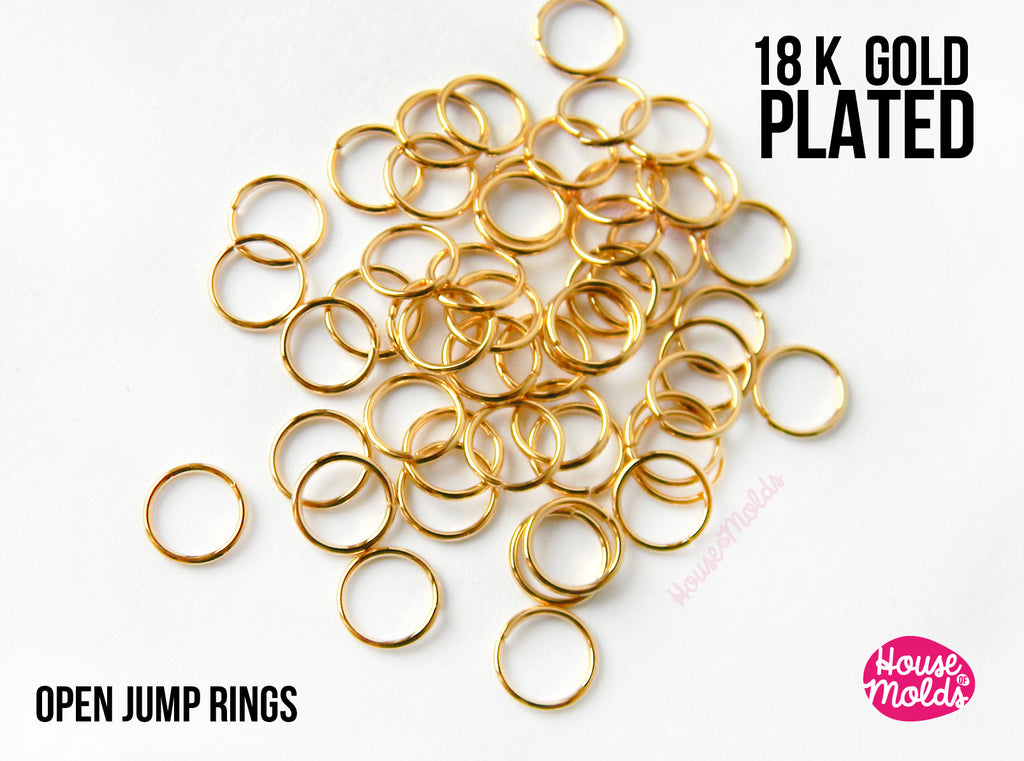 18K Gold Plated Open Jump Rings  - 8 mm external diameter - luxury quality