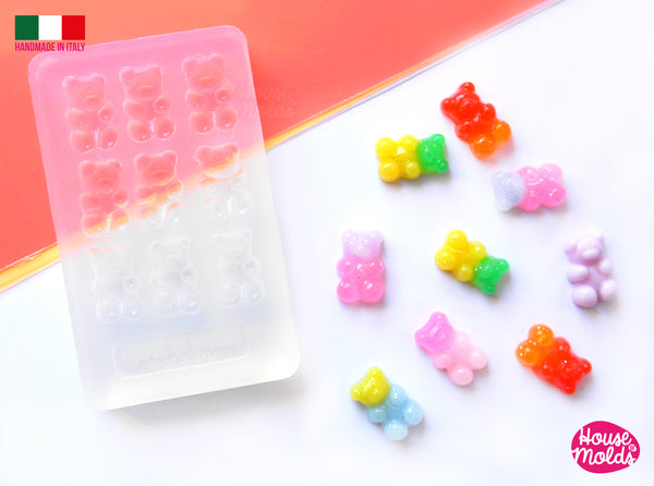 Gummy Bears Clear Silicone Mold - 9 cavityes- 17 mm height x