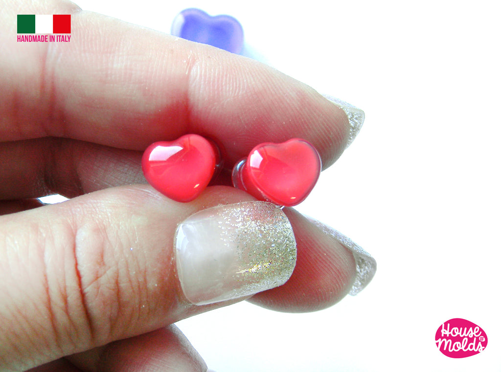 Heart Shaped Plugs Clear Mold - 6 Sizes Silicone Mold 12 cavityes-Multisize Ear plugs from 6 to 17  mm diameter