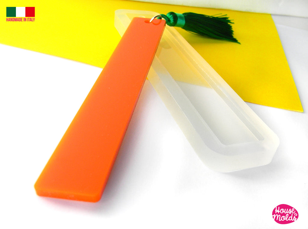 Rectangle Bookmarks Clear Mold -BOOKMARK 2 cm x 13,5 cm lenght - super shiny high quality mold-  House of molds Italy  - HOMBKR1