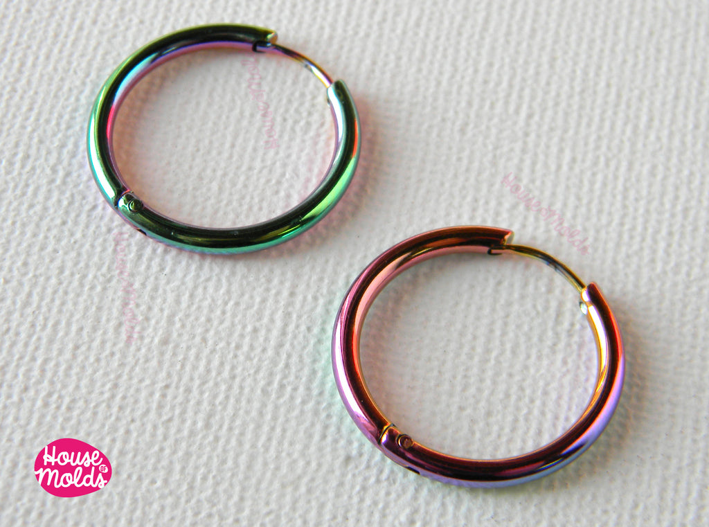 20 mm Rainbow Hoops Earrings blanks  - stainless steel - hypoallergenic high  quality