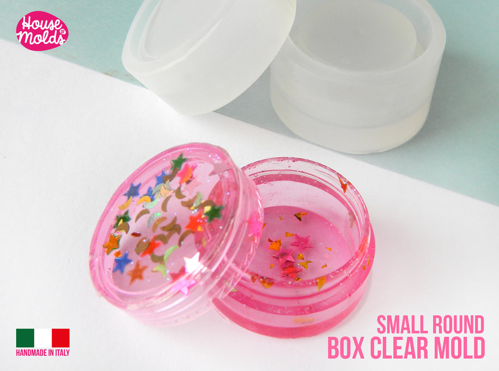 SMALL Round BOX Clear Molds Set - 30 mm diameter ( 1.18 inches diameter ) -super glossy resin reproductions -
