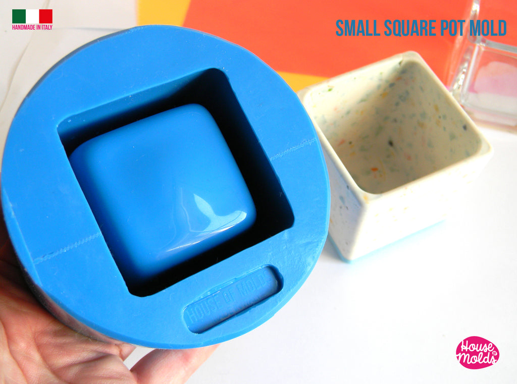 SQUARED LITTLE POT SILICONE MOLD 5,6 cm x 5,6 cm -  super glossy - ideal for Resin , Cement , Plaster , Jesmonite  HOUSE OF MOLDS 2022
