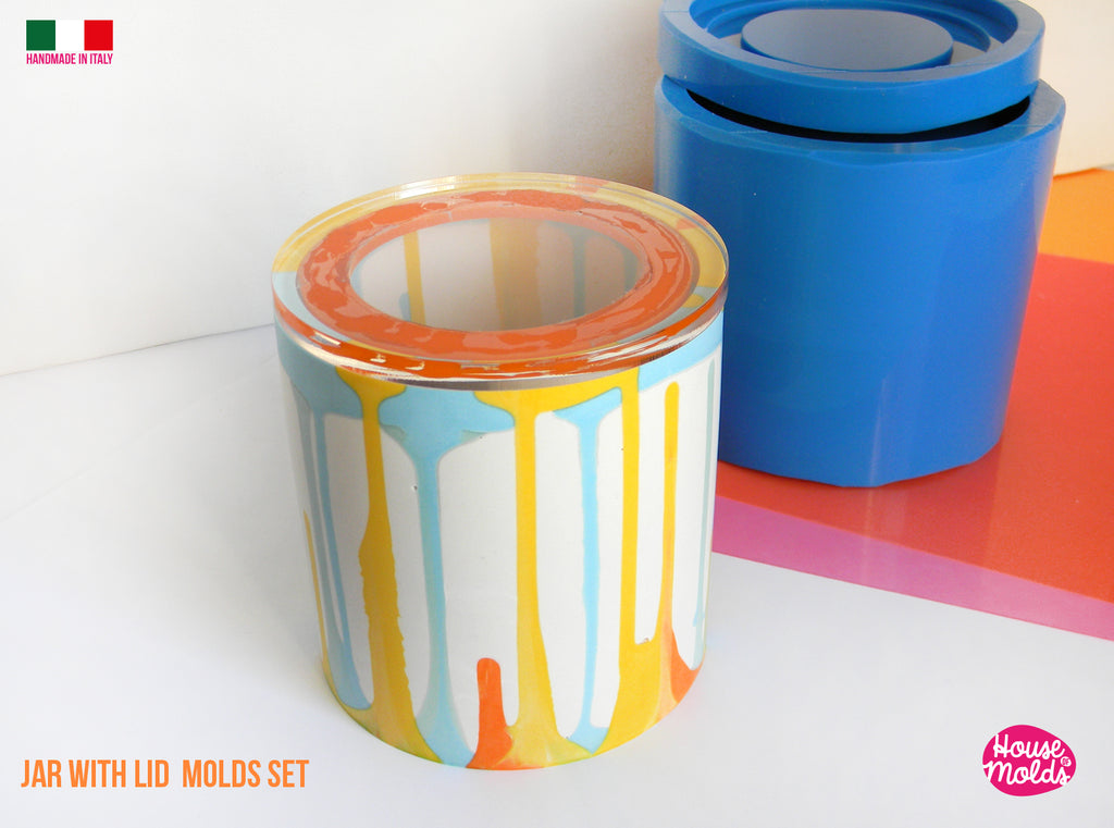 VESSEL WITH LID  SILICONE MOLD 9 cm x 9 cm  super glossy - ideal for Resin , Cement , Plaster , Jesmonite  HOUSE OF MOLDS 2022