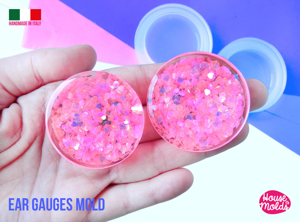 Ear Tunnel Gauges Clear Silicone Mold, available sizes from 2 mm to 50 mm diameter -1 pair plugs mold - CHOOSE YOUR SIZE