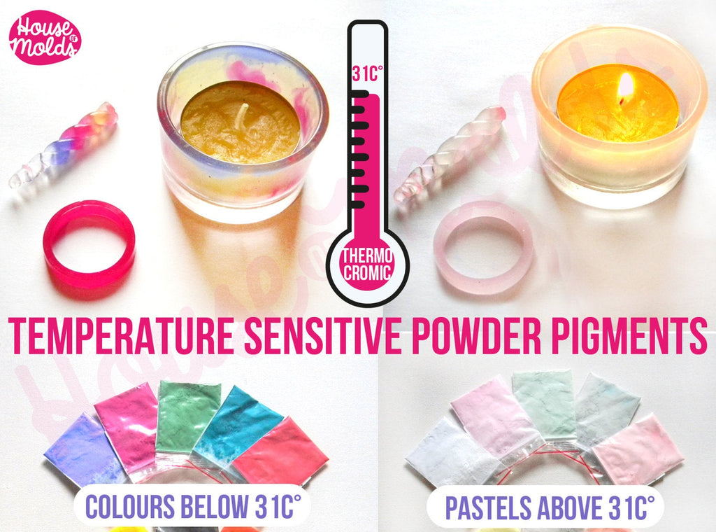 Temperature sensitive  Special Powder Pigments , brights colours under 31C (87.8 F) becomes white pastels above 31C-Just magic