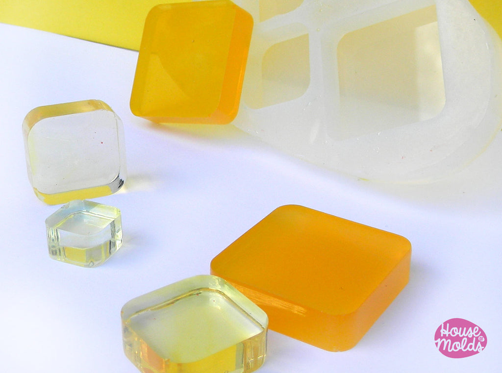 ROUNDED SQUARES Mold 3 sizes , transparent Mold to make resin collier, earrings single or multiple pendants- easy to use