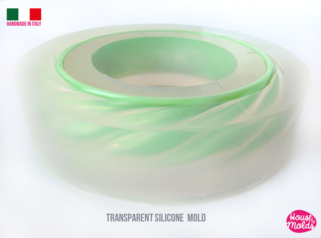 Carved Swirled Bangle Clear Mold , 68 mm inner diameter 18 mm heigth , vintage style resin bangle mold ,super shiny results!