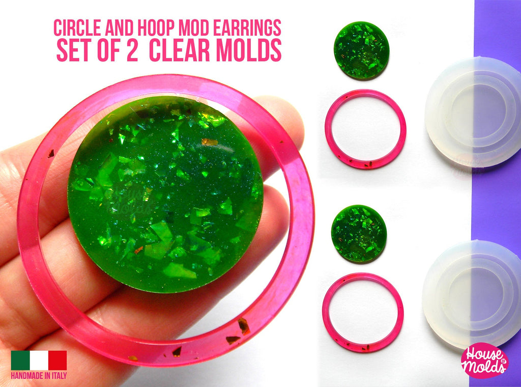 Hoops and Circles Mod earrings  2 Clear Molds ,endless combinations easy to use Transparent Molds  to make earrings or pendants: super shiny