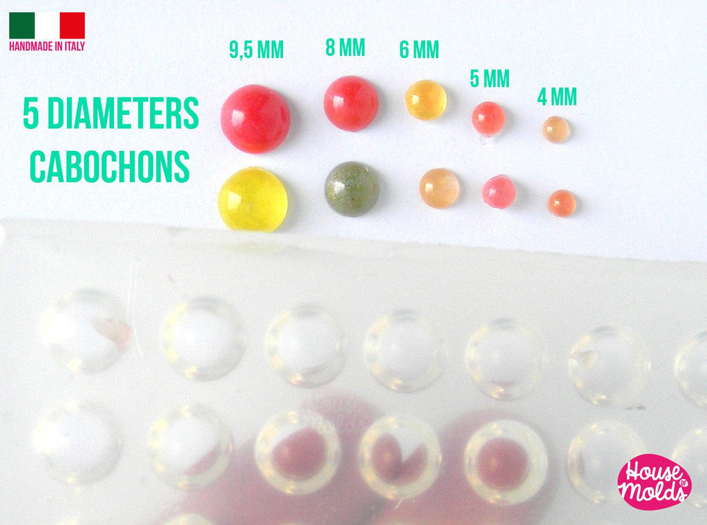 70 Multisize Cabochons Clear Mold ,5 sizes Cabochons Clear Mold for resin earrings,  necklaces or ring decorations