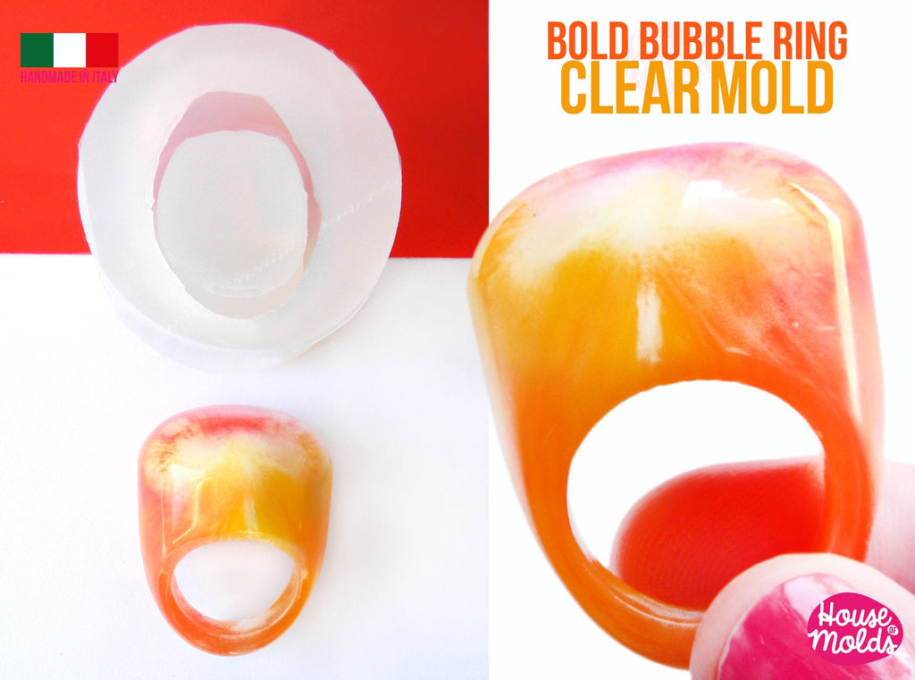Bold Bubble ring Clear Silicone Mold,ring maker mold,transparent mold to make statement bubble rings,super shiny surface silicone mold
