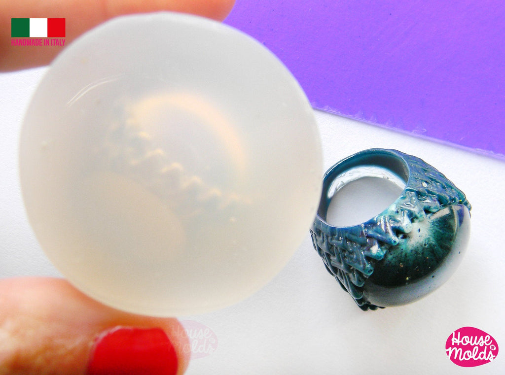 Dragon Egg Ring Clear Silicone Mold,transparent mold to cocktail ring ,super shiny surface special texture + smooth cabochon, house of molds