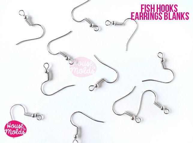 Silver Colour Fish Hooks earrings blanks - quantity to choose form options