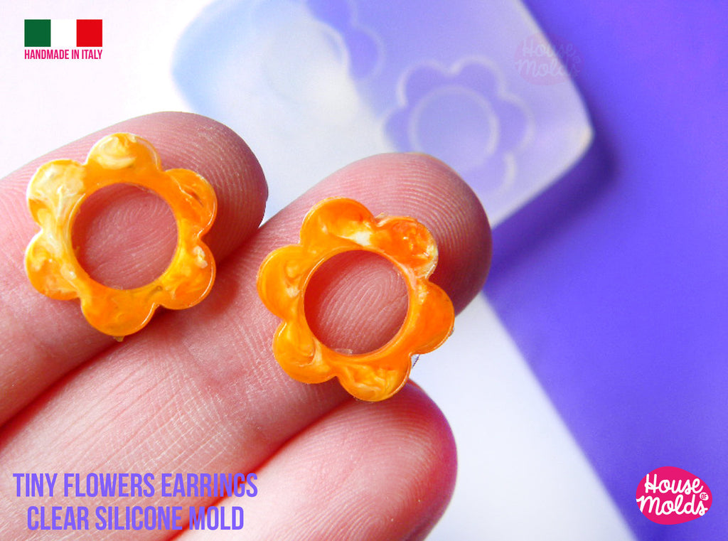 Tiny Flowers earrings Clear Molds , measurements 16 mm diameter -  thickness 3 mm - super shiny - house of molds