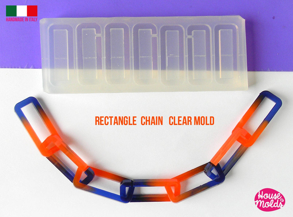 IMPERFECT - Rectangles CHAIN Clear Mold - each rectangle is  38x15 mm -great to  make resin collier , bangles , earrings -shiny surface super glossy