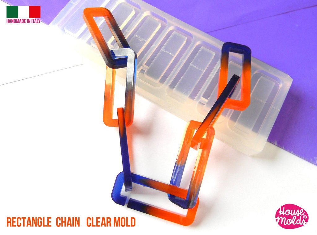 IMPERFECT - Rectangles CHAIN Clear Mold - each rectangle is  38x15 mm -great to  make resin collier , bangles , earrings -shiny surface super glossy