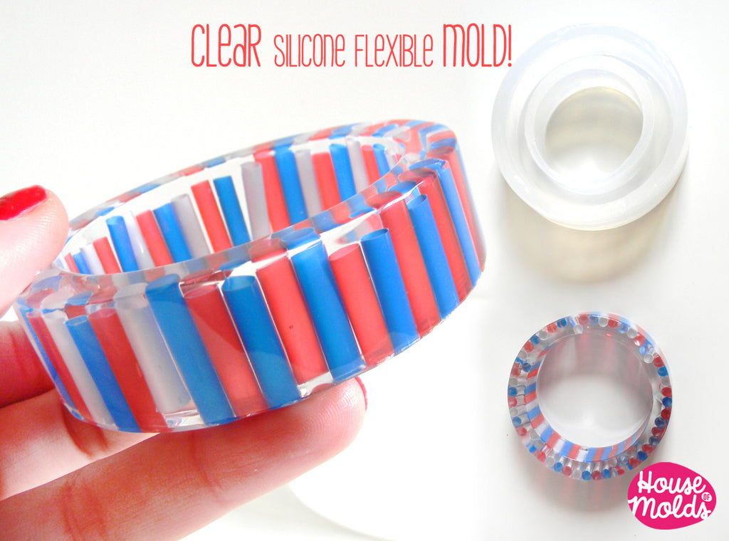 Bold Basic Bangle Clear Mold , 63 mm inner diameter and 22 mm tall bangle , shiny resin castings