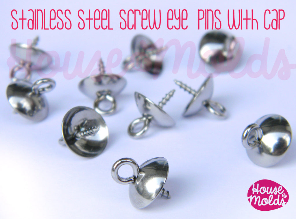Stainless Steel Screw Eyepins with Cap-8x10 mm-perfect for create your pendants or earrings