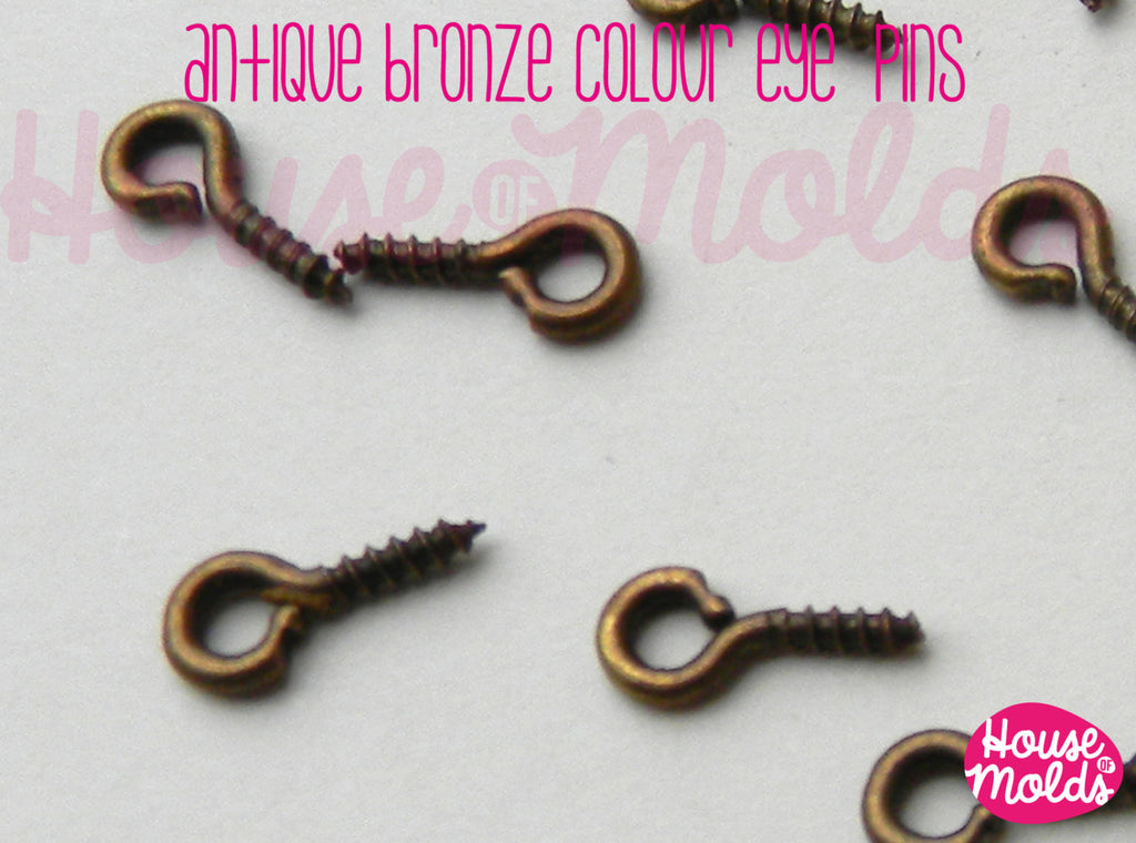 100 Antique Bronze Screw Eyepins 9x3.5 mm-perfect for create your pendants or earrings