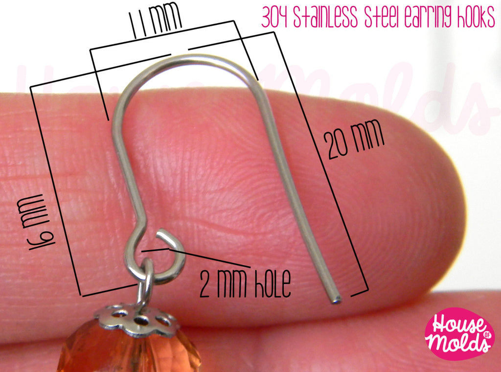 Stainless Steel Earrings Hooks 11 mm x 20 mm -modern design very simple to use