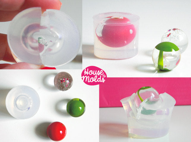Clear Mold for Sphere 2 cm diameter ,Mold for resin Ball-super shiny surface Clear like glass mold!
