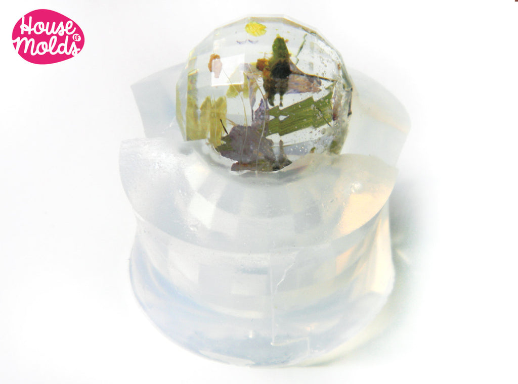 Clear Mold for Faceted Sphere 2,2 cm diameter ,Mold for  faceted resin Ball-House of Molds