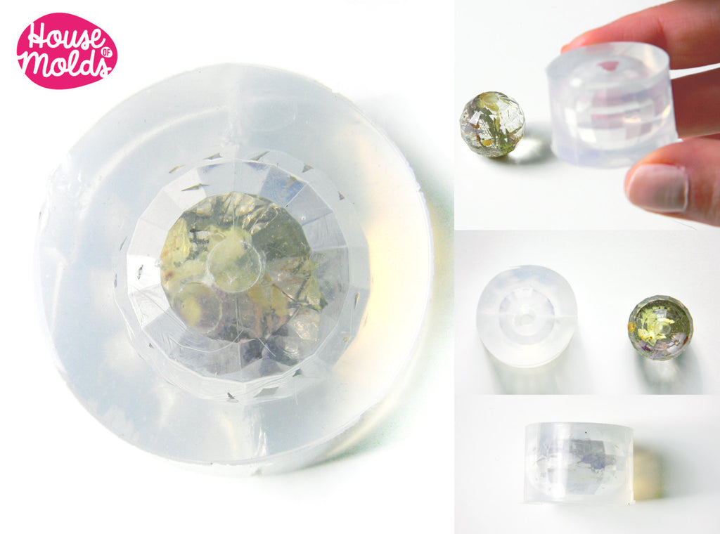 Clear Mold for Faceted Sphere 2,2 cm diameter ,Mold for  faceted resin Ball-House of Molds