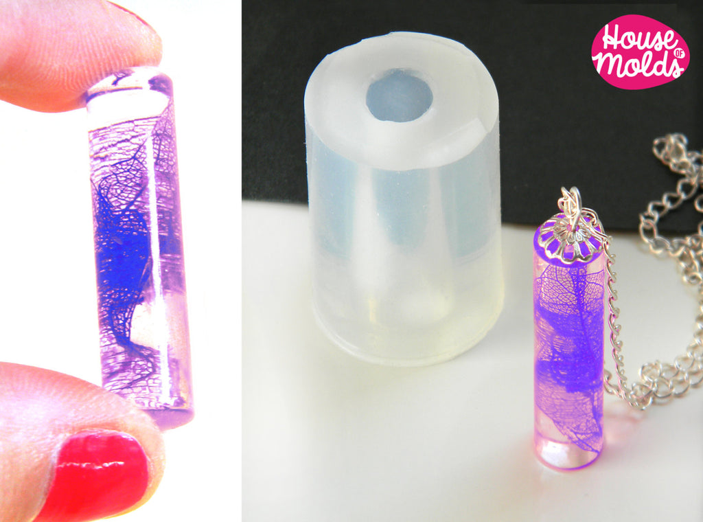 Cylinder Pendant Clear Mold  ,Mold for 3D Resin Pendant diameter 7 mm,House of Molds,no sides cuts mold shiny surface
