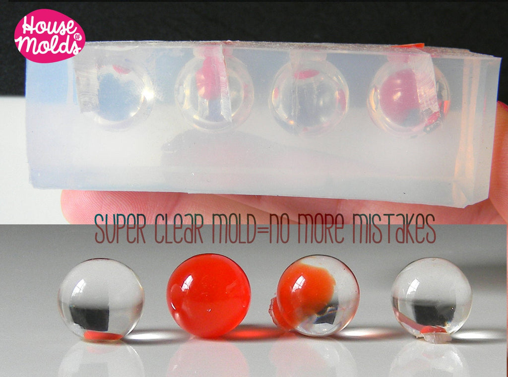 10 , 12 , 13  or  15  mm Multi Sphere Clear Mold,4 cavities - shiny surface transparent mold-House Of Molds