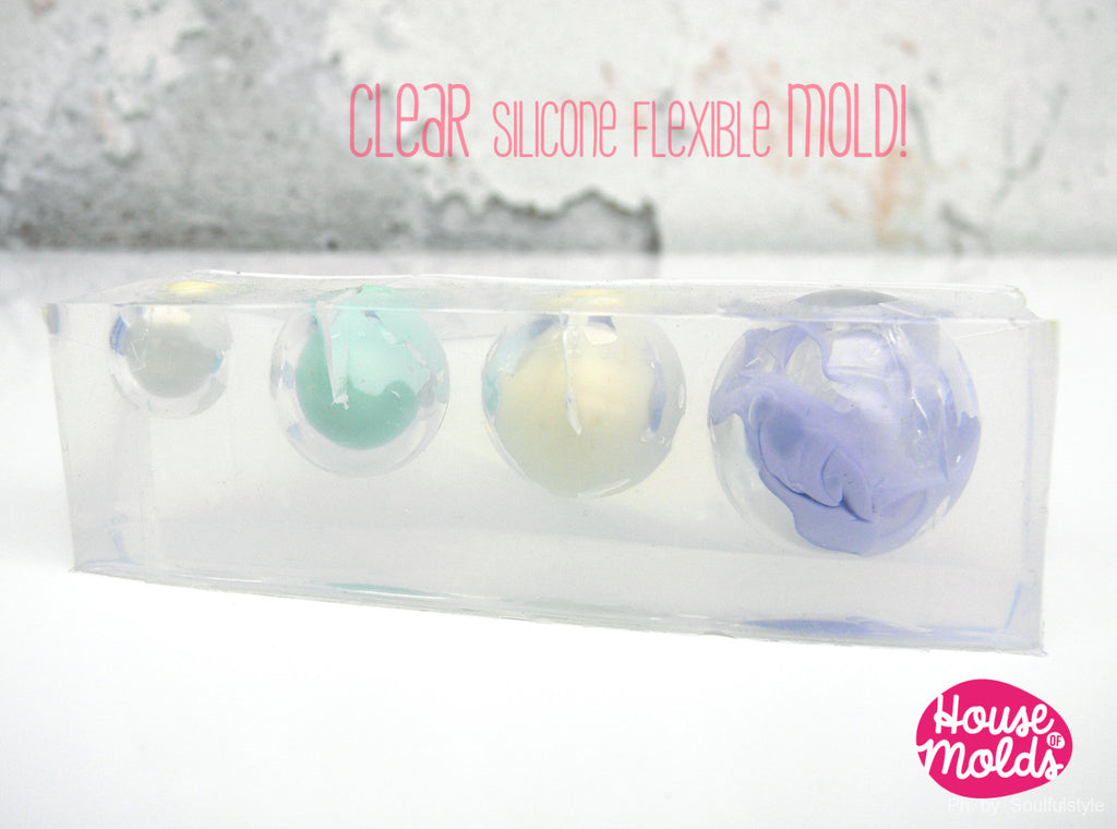 Multi Spheres Clear Mold  ,Mold to make  4 sizes resin Balls -House of Molds-Super clear Molds shiny resin creations