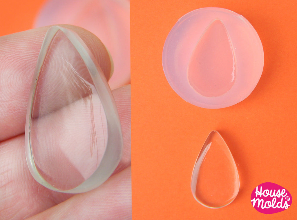 25 mm Flat  Drop Clear Mold  ,Drop transparent Mold  to make resin  earrings or pendants-very shiny surface, easy to use mold