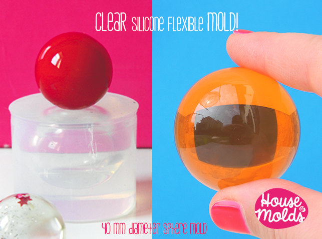 Clear Mold for Sphere 4 cm diameter ,Mold for resin Ball,House of Molds super clear Mold
