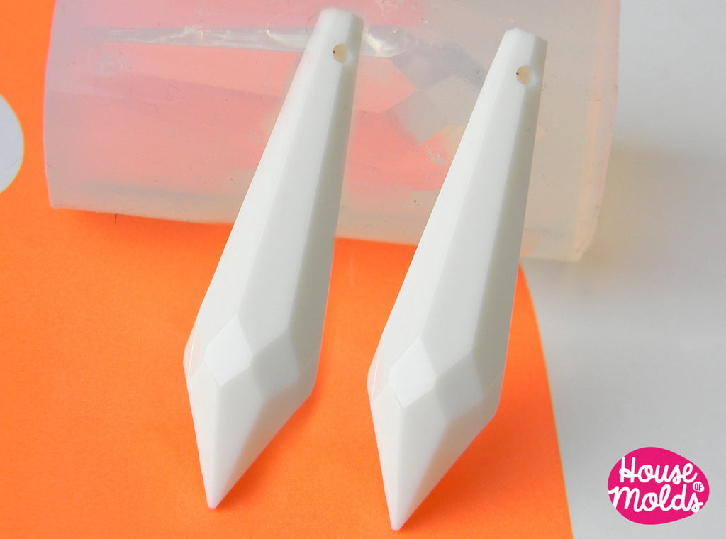 2 faceted Pendulum Drops Clear Molds Medium size , 2 Molds for 3D Faceted Pendulum Resin Pendants or Earrings-Pendulum size 4,8 cm x 1,2 cm