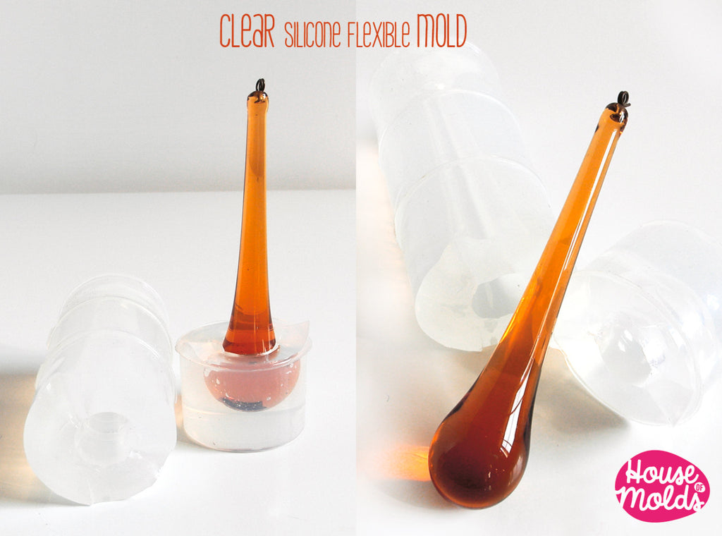 Long Drop 2 parts Clear Mold  , Mold for  3D long drop to make earrings,pendants  or  home decorations-resin mold