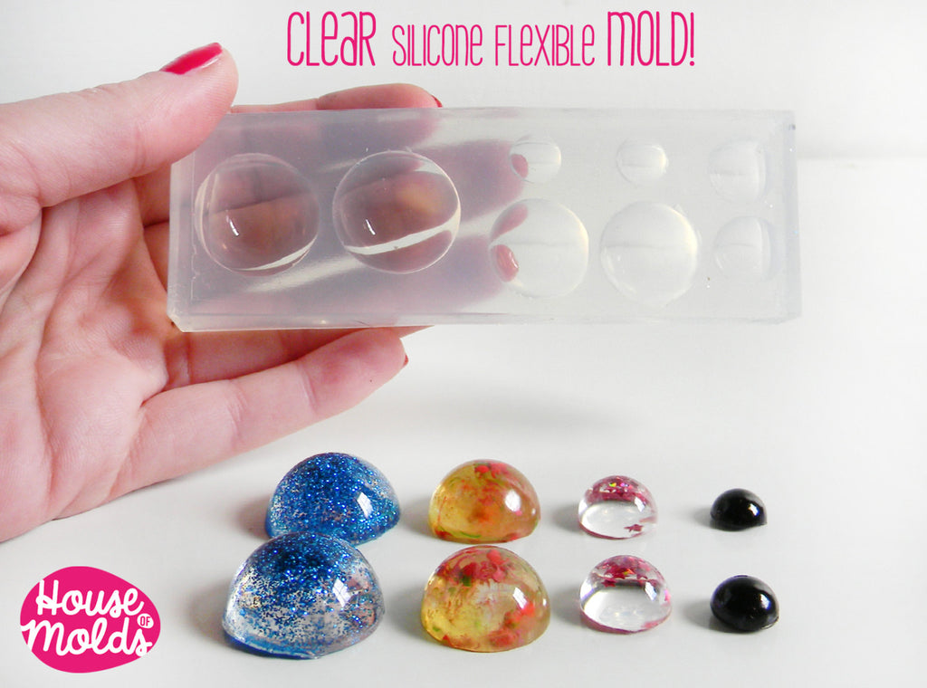 Multisize Cabochons Clear Mold ,4 sizes Cabochons Clear Mold for resin earrings,  necklaces or ring decorations