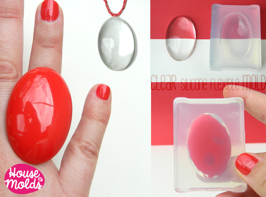 46x30 mm  Big Oval Smooth Cabochon Clear Mold , Mold to make resin Ring Top , Oval  Pendants or Decorations