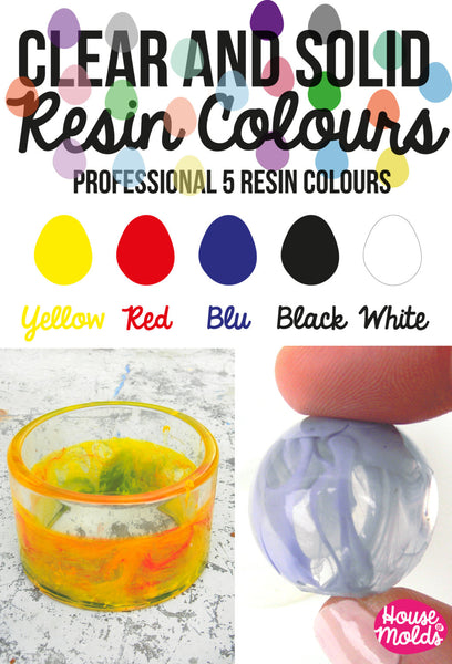 Solid and Clear Professional Resin Colour Kit of 5 -make Opaque